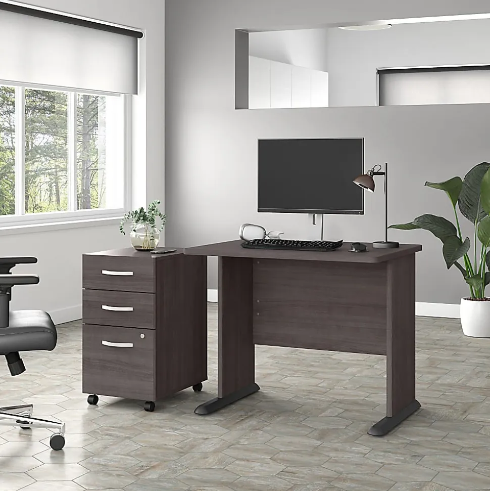 Bush® Business Furniture Studio A 36"W Small Computer Desk, Storm Gray, Standard Delivery