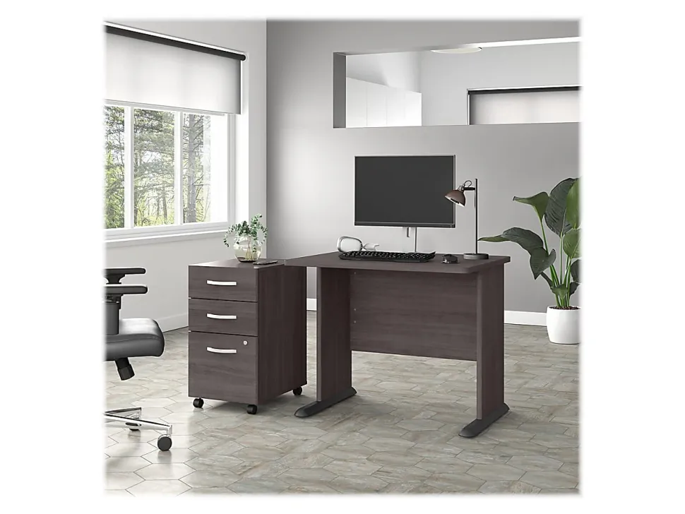 Bush® Business Furniture Studio A 36"W Small Computer Desk, Storm Gray, Standard Delivery