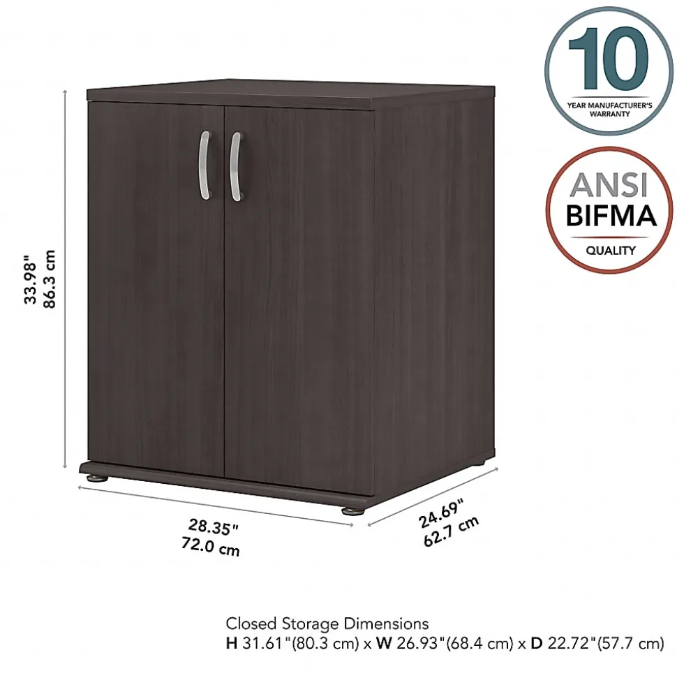 Bush® Business Furniture Universal Floor Storage Cabinet With Doors And Shelves, Storm Gray, Standard Delivery