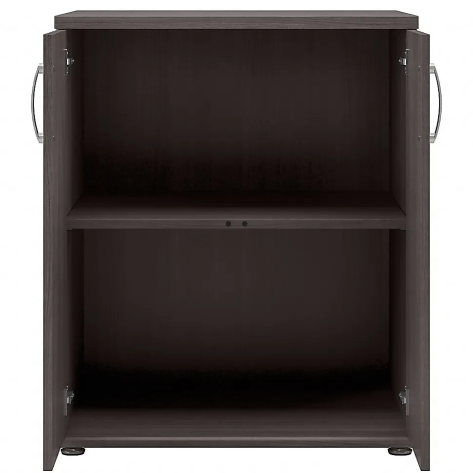 Bush® Business Furniture Universal Floor Storage Cabinet With Doors And Shelves, Storm Gray, Standard Delivery