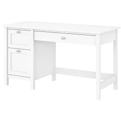 Bush Furniture Broadview 54"W Computer Desk With 2-Drawer Pedestal, Pure White, Standard Delivery