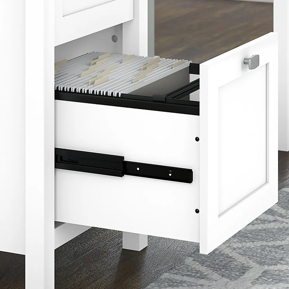 Bush Furniture Broadview 54"W Computer Desk With 2-Drawer Pedestal, Pure White, Standard Delivery