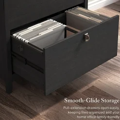 Bush Home Salinas 2 Drawer Lateral File Cabinet, Vintage Black, Standard Delivery