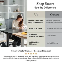 Bush Home Salinas Tall 5 Shelf Bookcase, Vintage Black, Standard Delivery