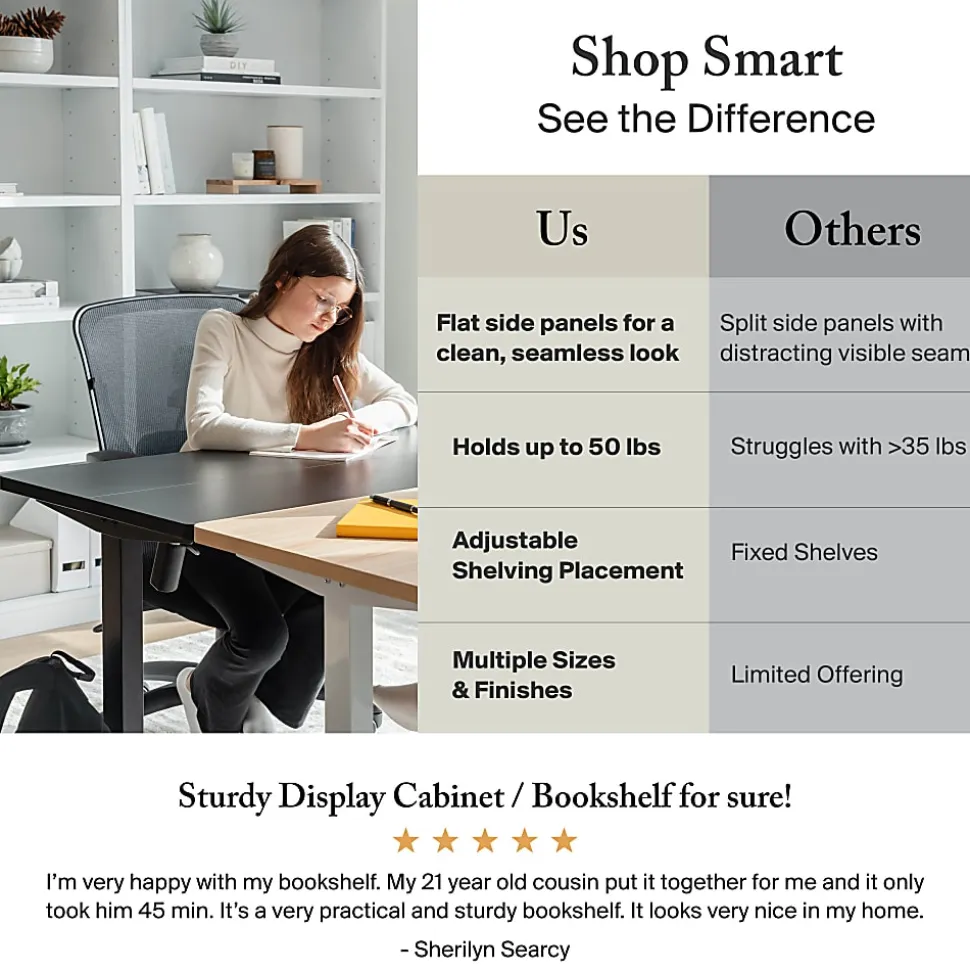 Bush Home Salinas Tall 5 Shelf Bookcase, Vintage Black, Standard Delivery