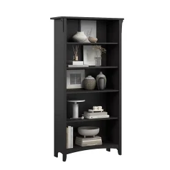 Bush Home Salinas Tall 5 Shelf Bookcase, Vintage Black, Standard Delivery