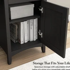 Bush Home Salinas 60W L Shaped Desk with Storage, Vintage Black, Standard Delivery