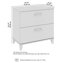 Bush Home Somerset 2 Drawer Lateral File Cabinet, White, Standard Delivery