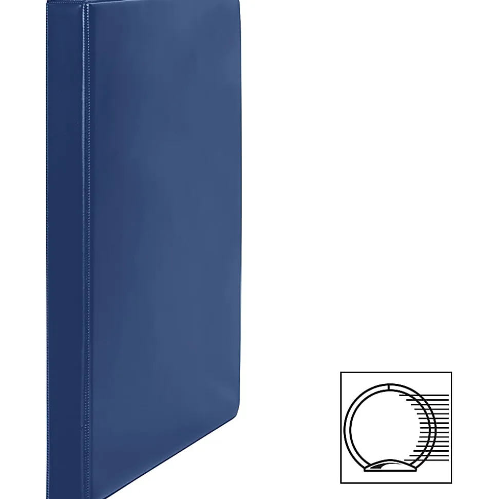 Business Source Basic Round Ring Binders, 1/2" Ring, 8 1/2" x 11", Dark Blue, Pack Of 4
