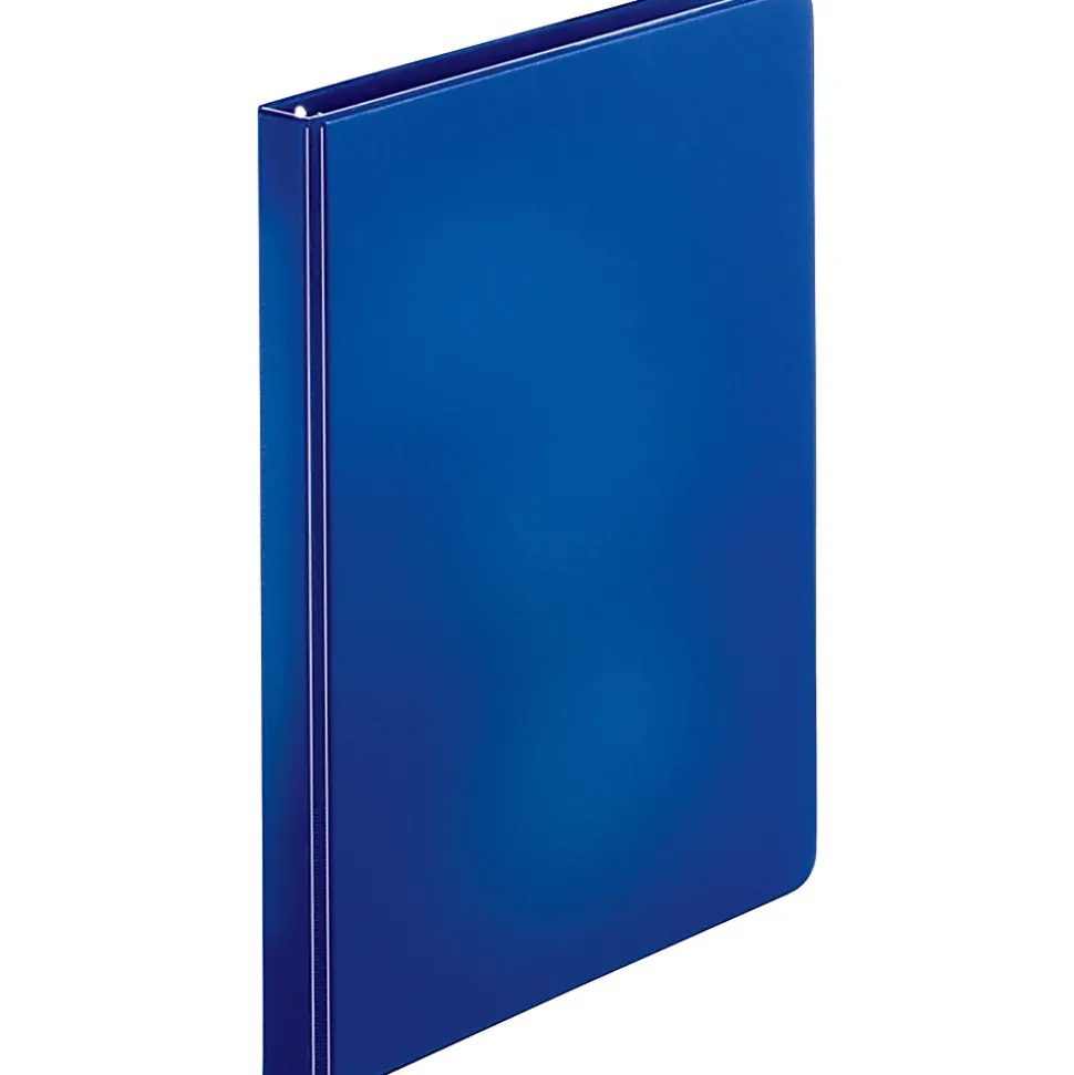 Business Source Basic Round Ring Binders, 1/2" Ring, 8 1/2" x 11", Dark Blue, Pack Of 4