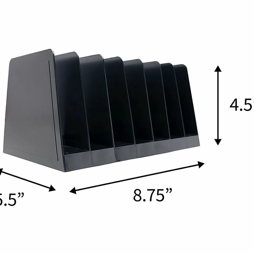 Business Source Desk Step Sorter, 4.50"H x 8.75"W x 5.50"D, Desktop, 25% Recycled, Black, Plastic