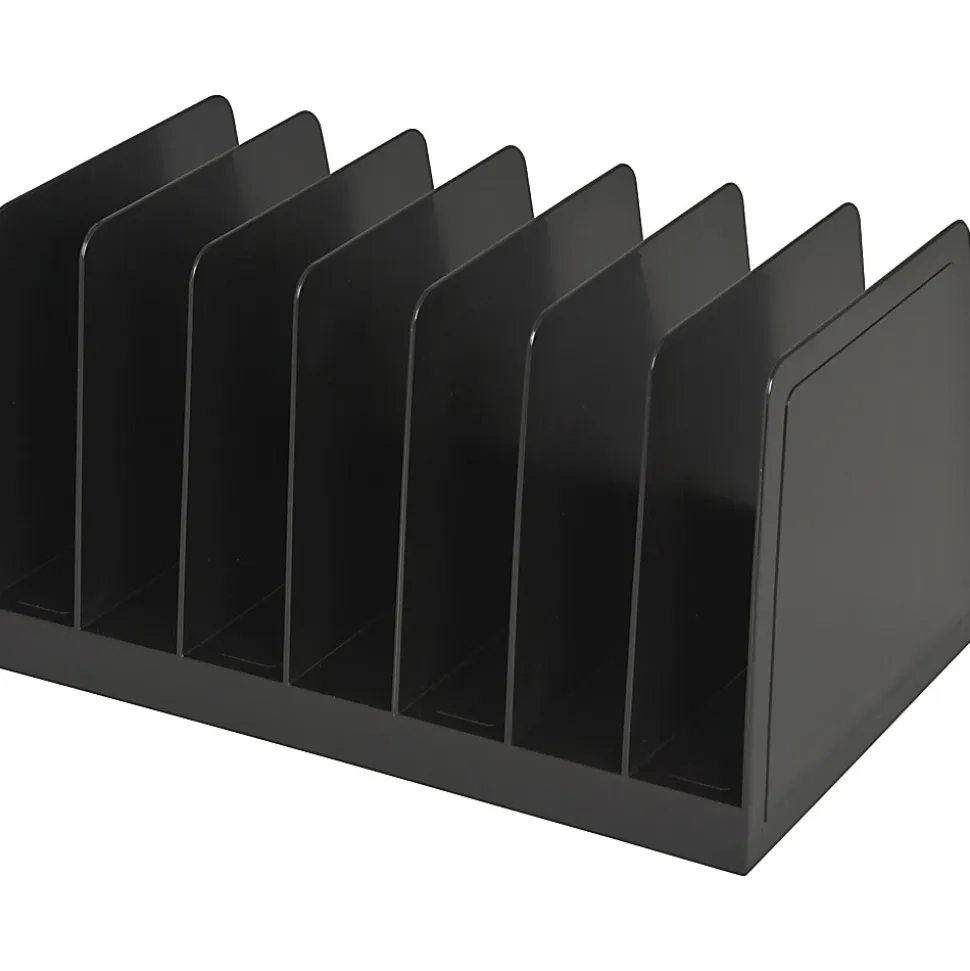 Business Source Desk Step Sorter, 4.50"H x 8.75"W x 5.50"D, Desktop, 25% Recycled, Black, Plastic