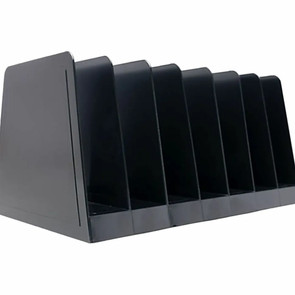 Business Source Desk Step Sorter, 4.50"H x 8.75"W x 5.50"D, Desktop, 25% Recycled, Black, Plastic