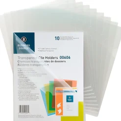 Business Source File Folder, Letter, Transparent, 5 Per Pack - 00606BX