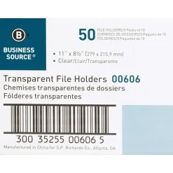 Business Source File Folder, Letter, Transparent, 5 Per Pack - 00606BX