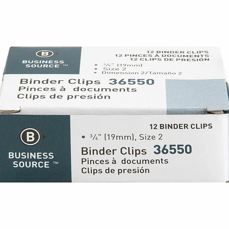 Business Source Fold-back Binder Clips - Small - 0.7" Width - 0.38" Size Capacity - for Paper - Black - 1 Dozen/Pack - 12 / Box