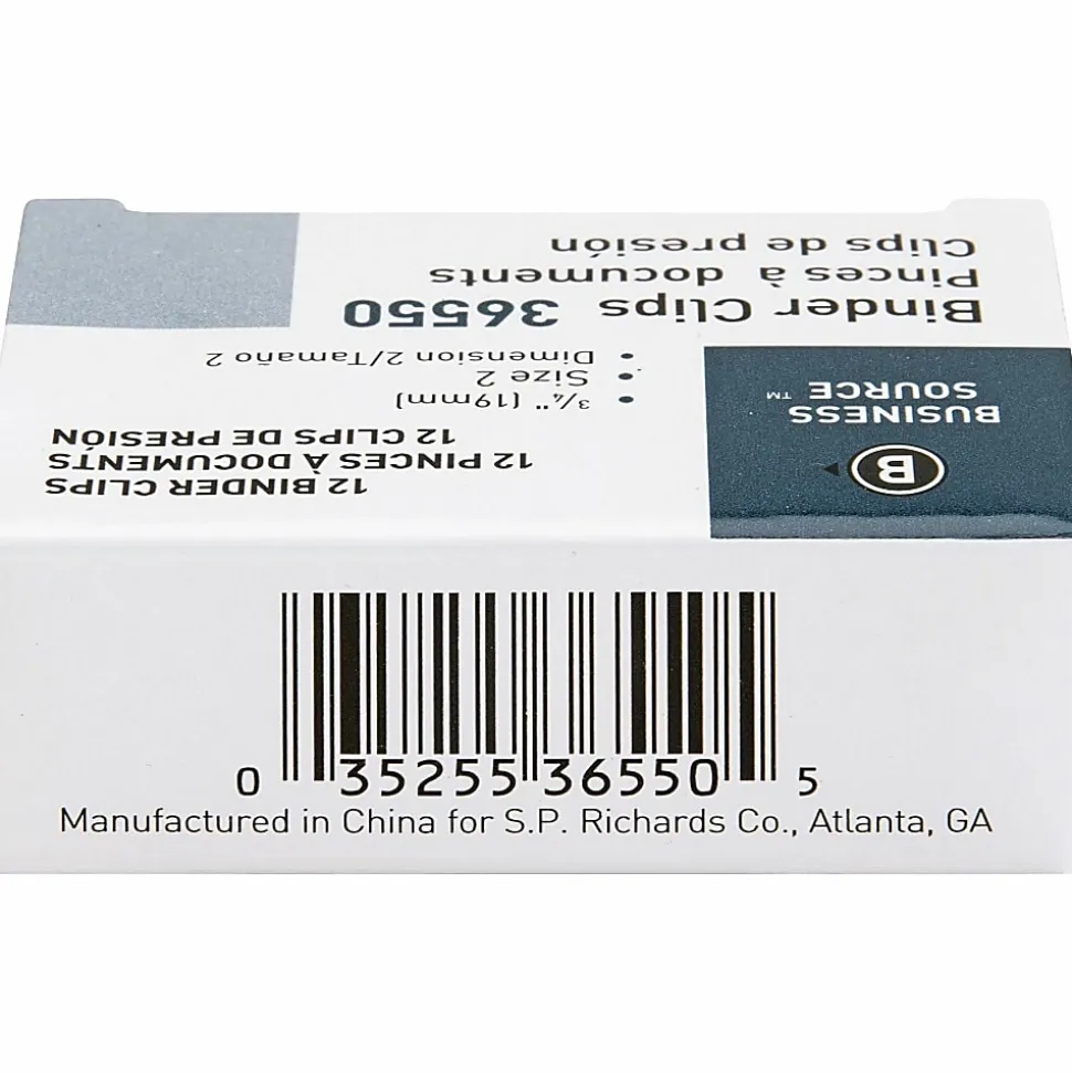 Business Source Fold-back Binder Clips - Small - 0.7" Width - 0.38" Size Capacity - for Paper - Black - 1 Dozen/Pack - 12 / Box