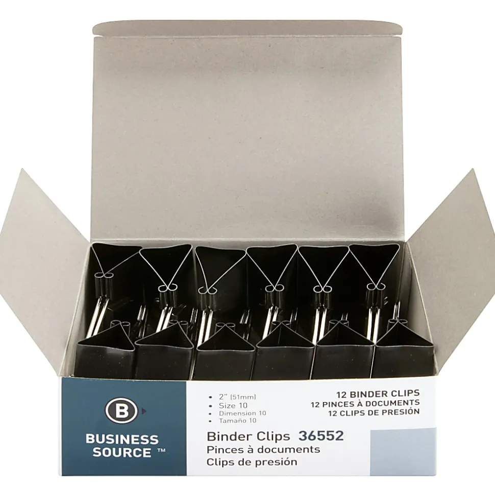 Business Source Fold-back Binder Clips - Large - 2" Length - 1" Size Capacity - 120 / Bundle - Black