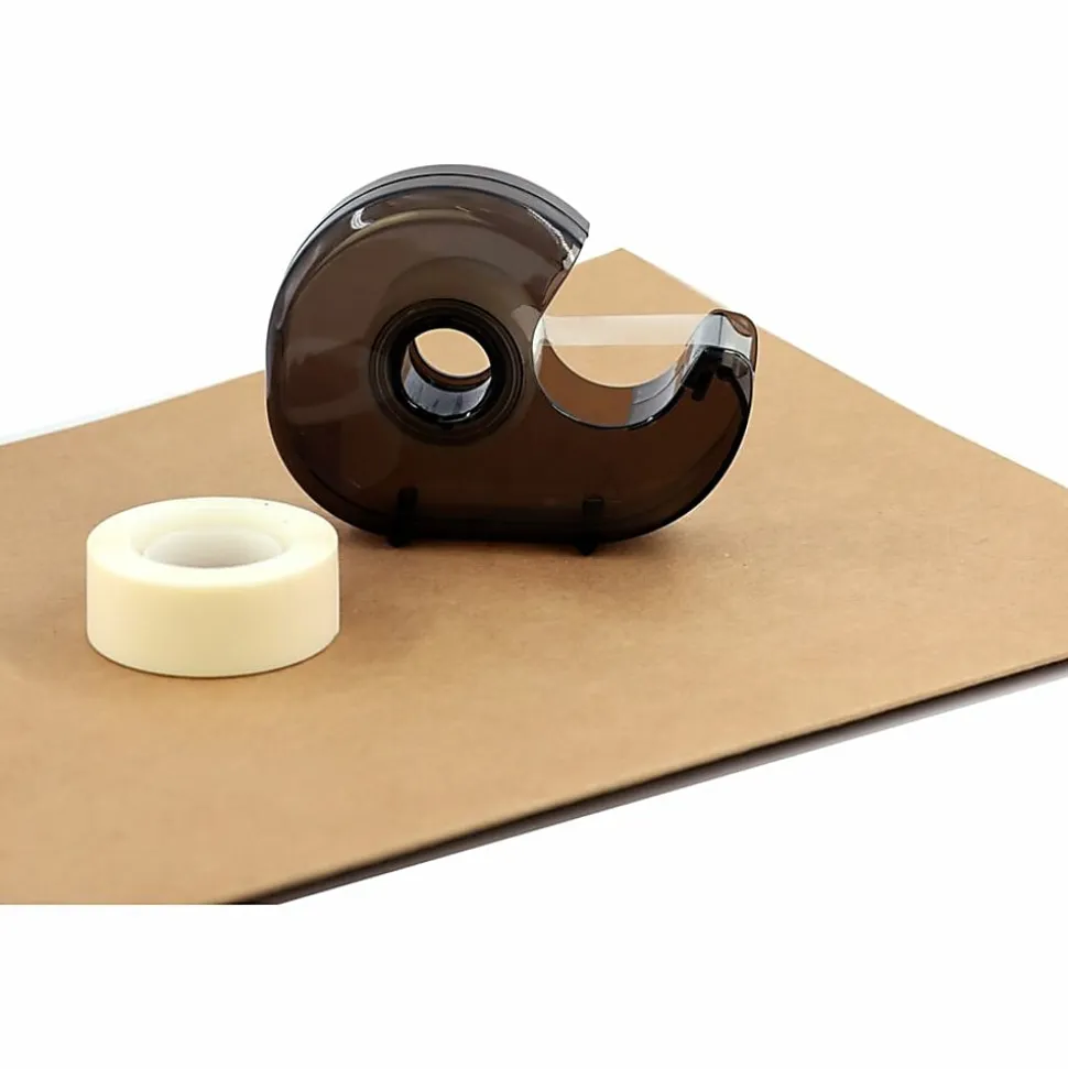Business Source Handheld Tape Dispenser - 1" Core - Portable, Lightweight, Retractable Blade, Translucent - Plastic - Smoke - 1 Each