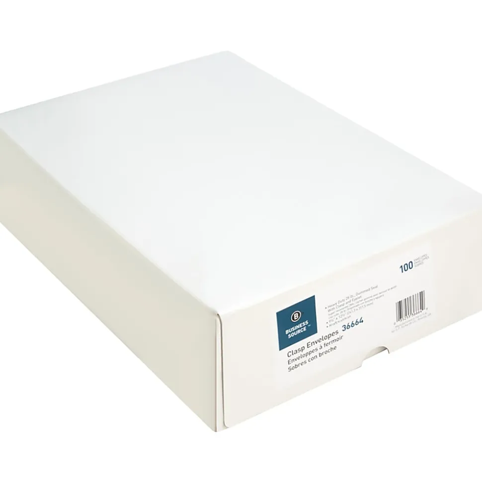Business Source Heavy-duty Clasp Envelopes - Clasp - #93 - 9 1/2" Width x 12 1/2" Length - 28 lb - Clasp - Kraft - Kraft - 100 / Box