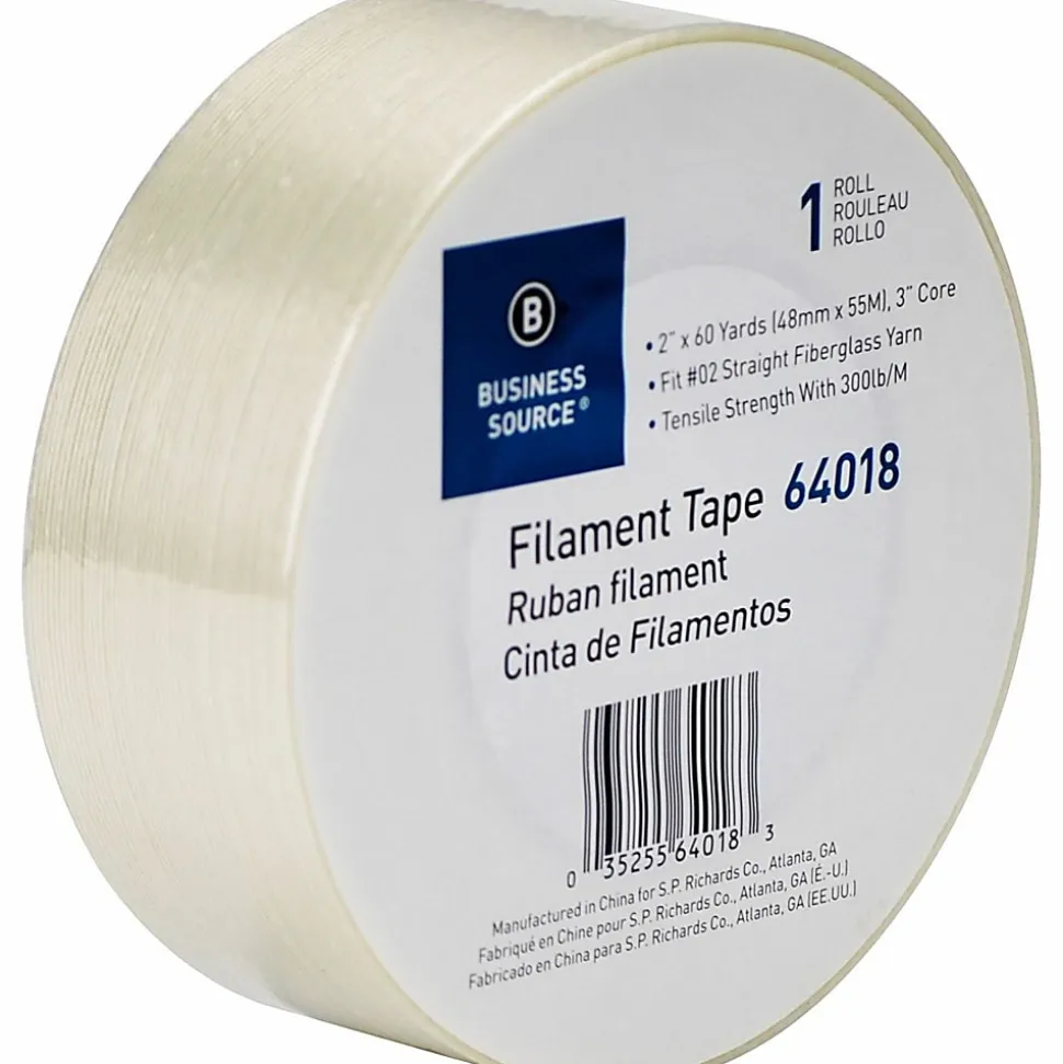 Business Source Heavy-duty Filament Tape, 2"x 60 yds., White