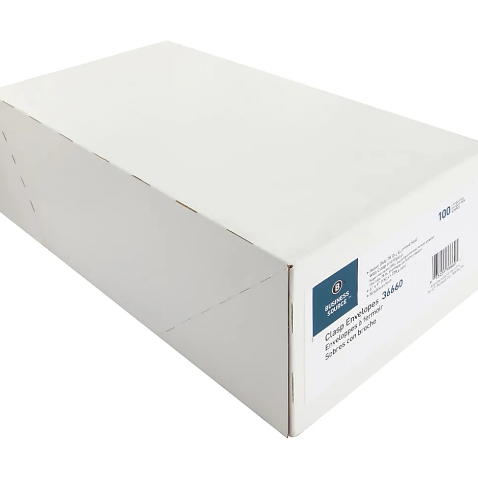 Business Source Heavy-duty Metal Clasp Envelopes - Clasp - #55 - 6" Width x 9" Length - 28 lb - Clasp - Kraft - Kraft - 100 / Box