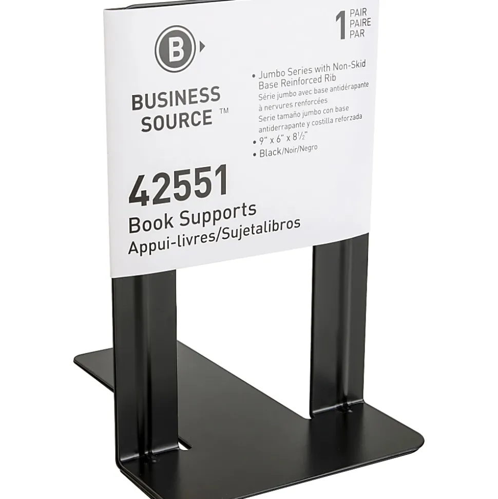 Business Source Heavy-gauge Steel Book Supports - 8.50"x9"x 6" Depth - Desktop - Non-skid Base, Scratch Resistant, Stain Resistant - 42551