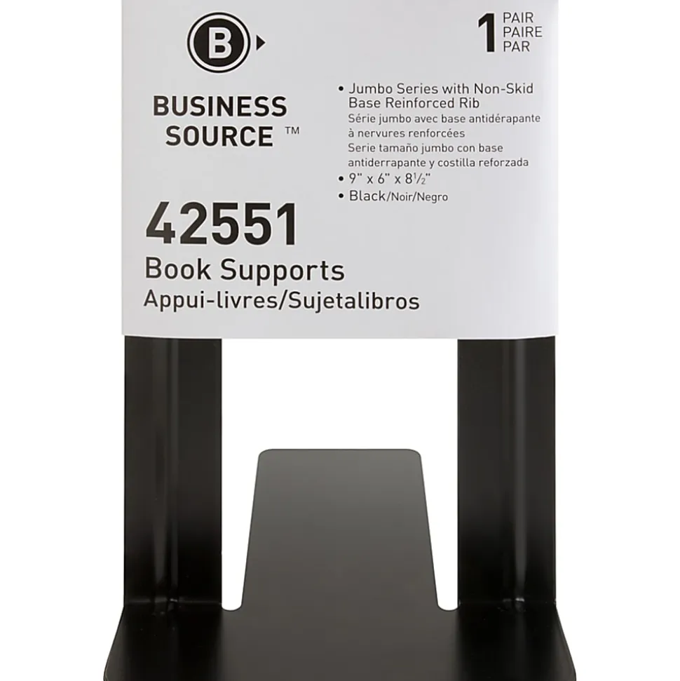 Business Source Heavy-gauge Steel Book Supports - 8.50"x9"x 6" Depth - Desktop - Non-skid Base, Scratch Resistant, Stain Resistant - 42551