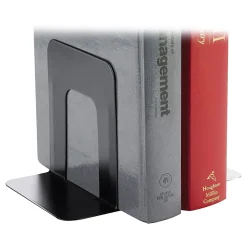 Business Source Heavy-gauge Steel Standard Book Supports, Black, Pack of 6 Sets