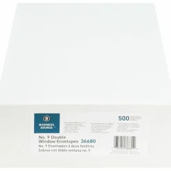 Business Source No. 9 Double Window Invoice Envelopes - Double Window - #9 - 8 7/8" Width x 3 7/8" Length - 24 lb - White - 500 / Box