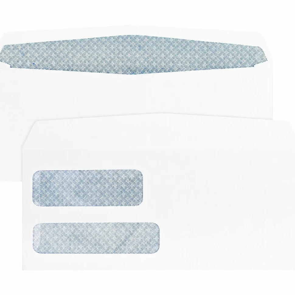 Business Source No. 9 Double Window Invoice Envelopes - Double Window - #9 - 8 7/8" Width x 3 7/8" Length - 24 lb - White - 500 / Box
