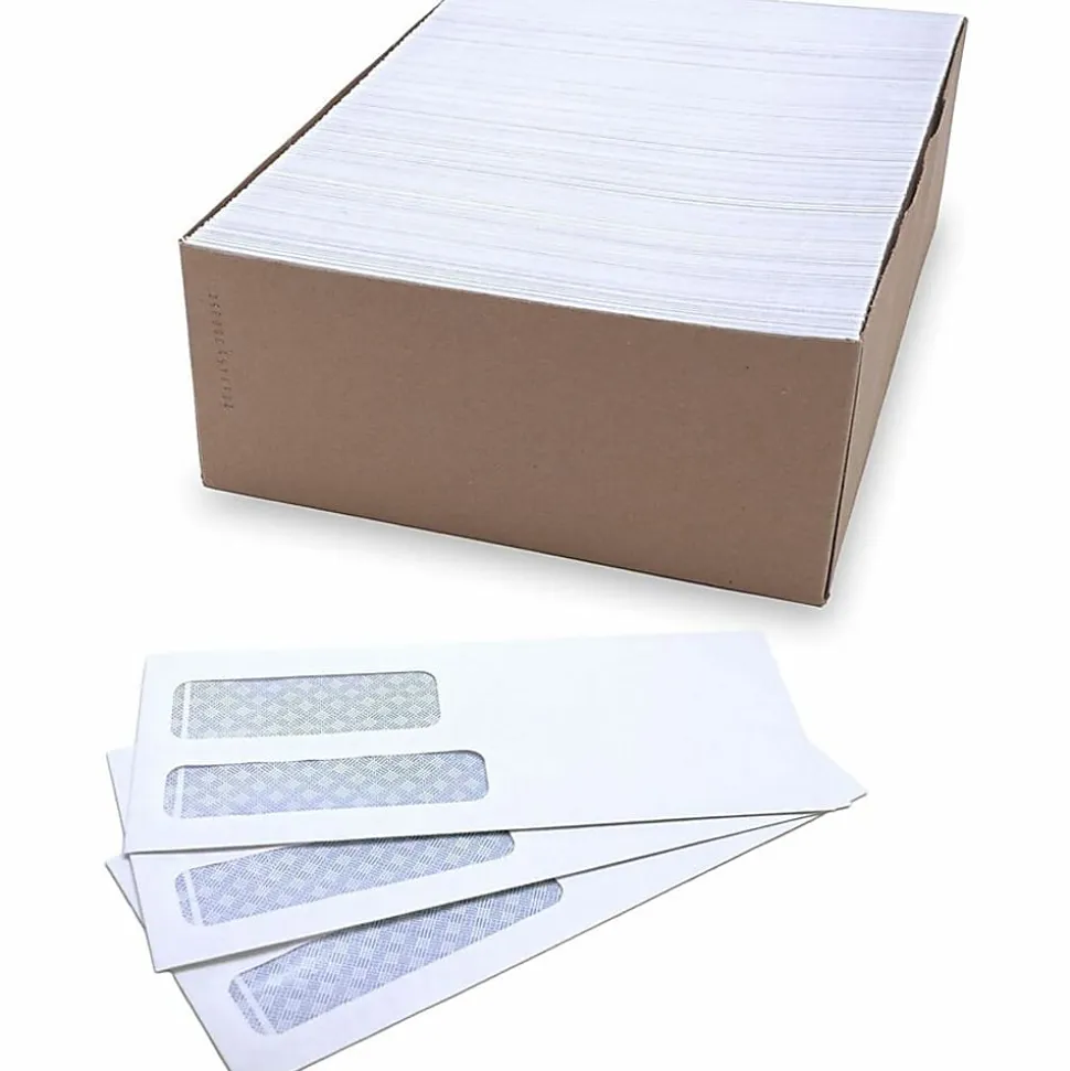 Business Source No. 9 Double Window Invoice Envelopes - Double Window - #9 - 8 7/8" Width x 3 7/8" Length - 24 lb - White - 500 / Box