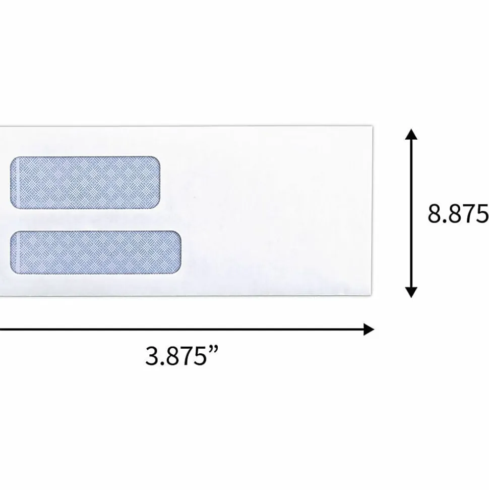 Business Source No. 9 Double Window Invoice Envelopes - Double Window - #9 - 8 7/8" Width x 3 7/8" Length - 24 lb - White - 500 / Box