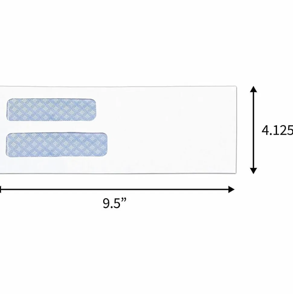 Business Source No. 10 Double-Window Invoice Envelopes - Double Window - #10 - 9 1/2"x 4 1/8" - 24 lb - Gummed - White - Wove - 500 / Box - 36694