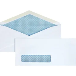 Business Source No. 10 Tinted Diagonal Seam Window Envelopes, Security, #10 - 9 1/2"x 4 1/8", 24 lb, Gummed, White, 500 / Box - 42205
