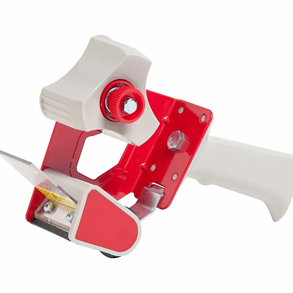Business Source Pistol Grip Tape Dispenser - 3" Core - Adjustable Tension Mechanism - Red - 1 Each