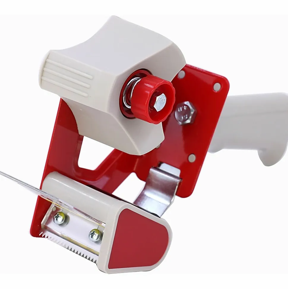 Business Source Pistol Grip Tape Dispenser - 3" Core - Adjustable Tension Mechanism - Red - 1 Each