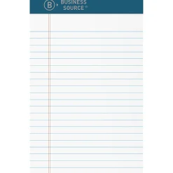 Business Source Premium Writing Pad - 50 Sheets - 0.20" Height x 5" Width x 8" Length - White Paper - Tear Proof, Sturdy Back, Bleed-free - 1 Dozen