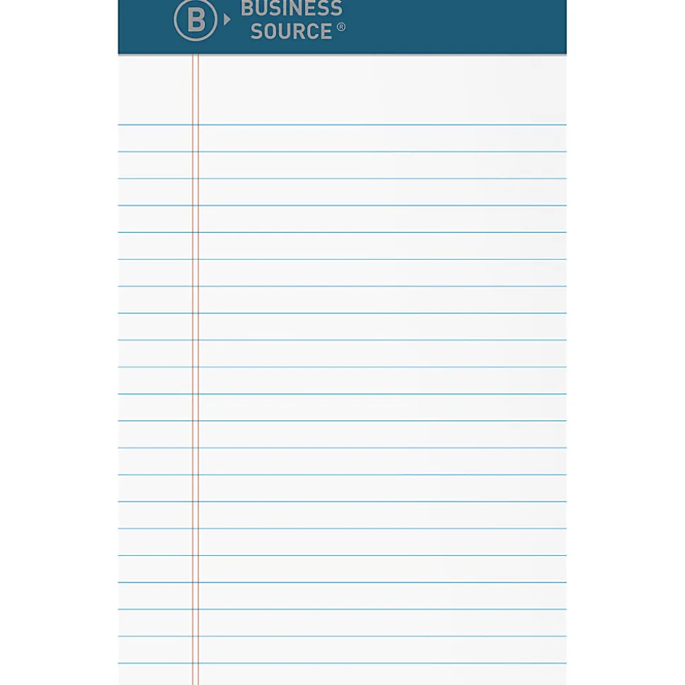Business Source Premium Writing Pad - 50 Sheets - 0.20" Height x 5" Width x 8" Length - White Paper - Tear Proof, Sturdy Back, Bleed-free - 1 Dozen