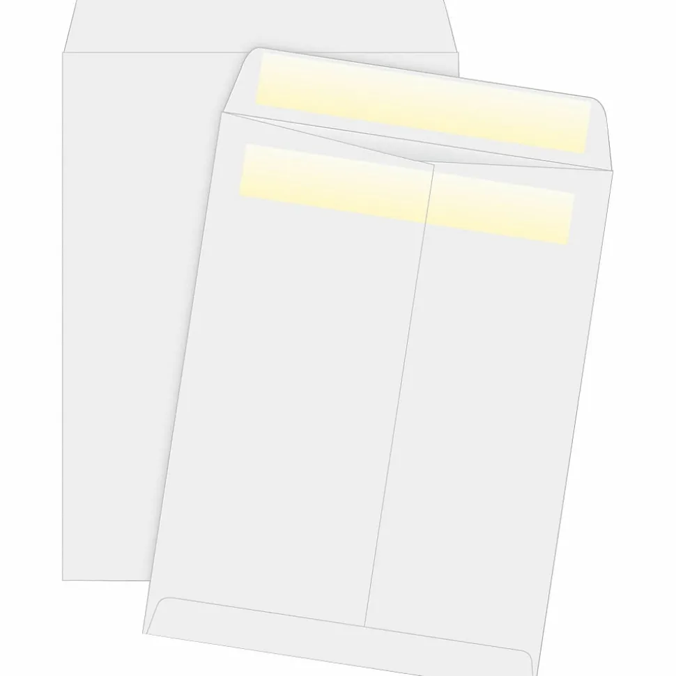 Business Source Press/Seal Catalog Envelopes - Catalog - 9" Width x 12" Length - 28 lb - Self-sealing - White - 100 / Box