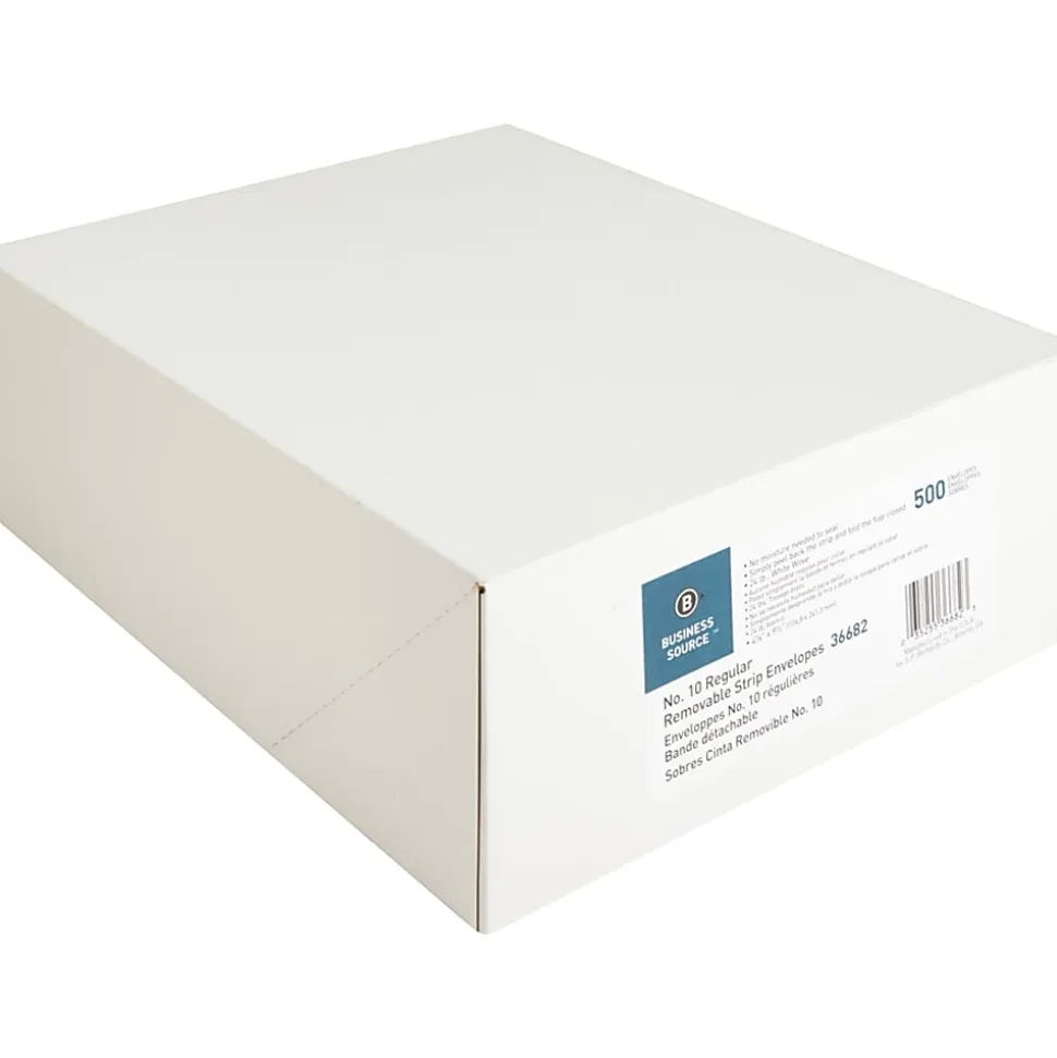 Business Source Regular Tint Peel/Seal Envelopes - Business - #10 - 9 1/2" Width x 4 1/8" Length - 24 lb - Peel & Seal - White - Wove - 500 / Box