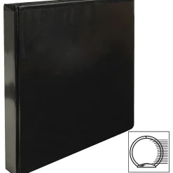 Business Source Round Ring View Binder, 1" Rings, Black