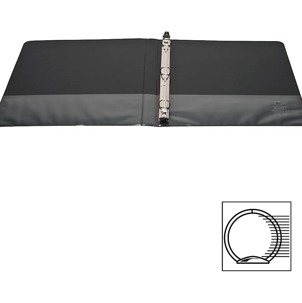 Business Source RounD-Ring View Binder, 1/2" Ring, 8 1/2" x 11", Black, Pack Of 4