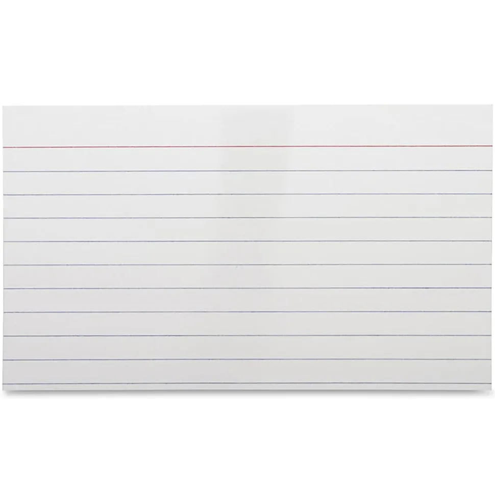 Business Source Ruled White Index Cards - Front Ruling Surface - Ruled - 72 lb Basis Weight - 3" x 5" - White Paper - 1000 / Box