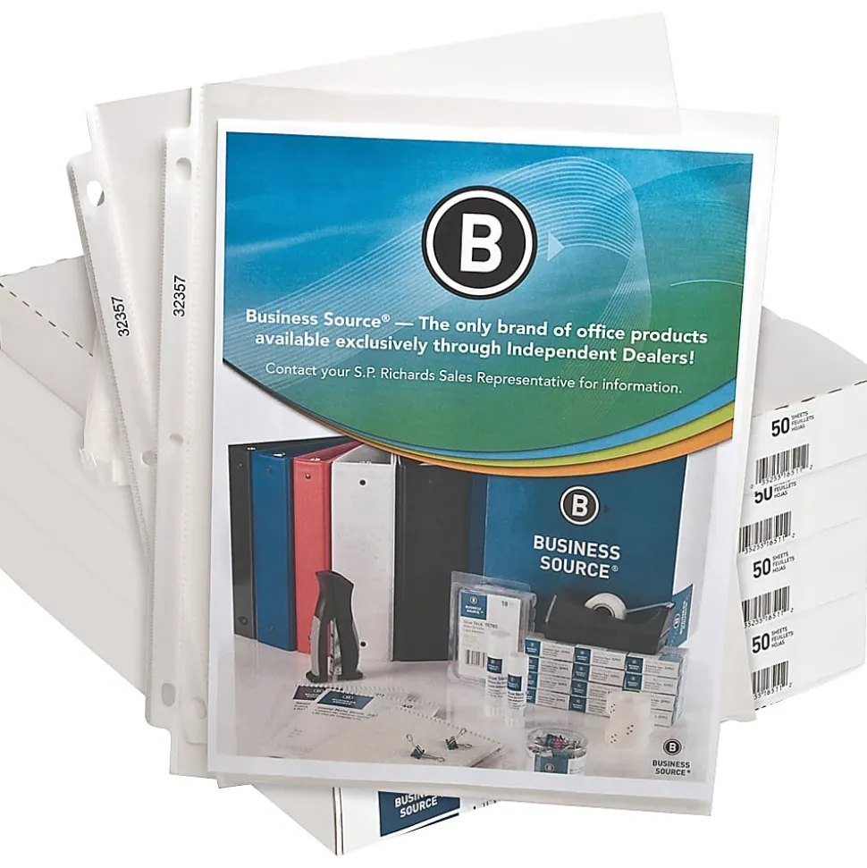 Business Source Top-Loading Poly Sheet Protectors -200 Sheets Per Box - 32357BX