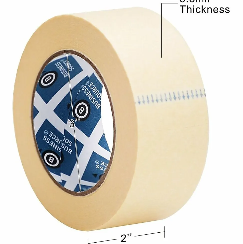 Business Source Utility-purpose Masking Tape - 60 yd x 2"- 3" Core - Tan - Crepe Paper Backing - - 16462