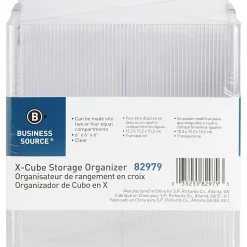 Business Source X-Cube Storage Organizer, 4 Compartment(s), 6"H x 6"W x 6"D, Desktop, Clear