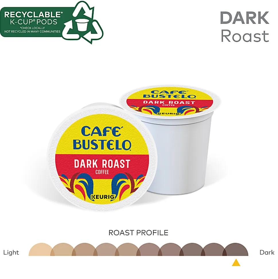 Café Bustelo Dark Roast K-Cup Pods, Carton Of 22 Pods