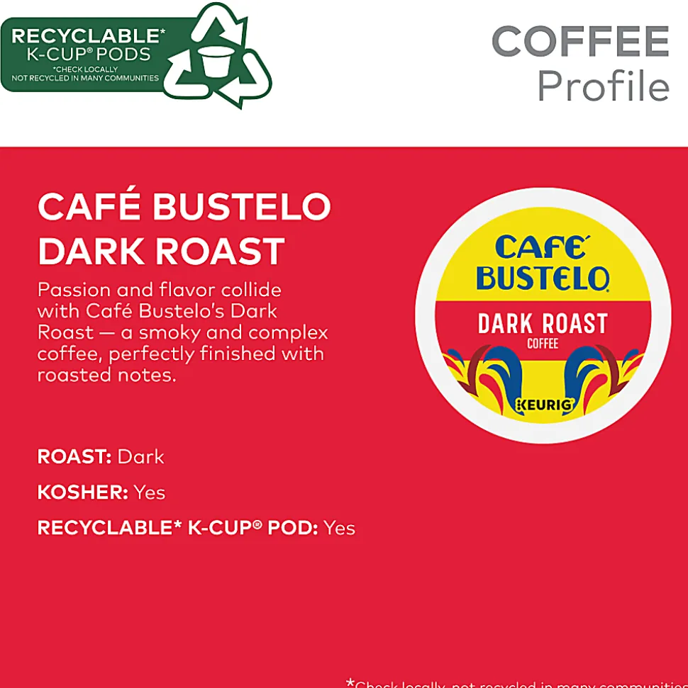 Café Bustelo Dark Roast K-Cup Pods, Carton Of 22 Pods