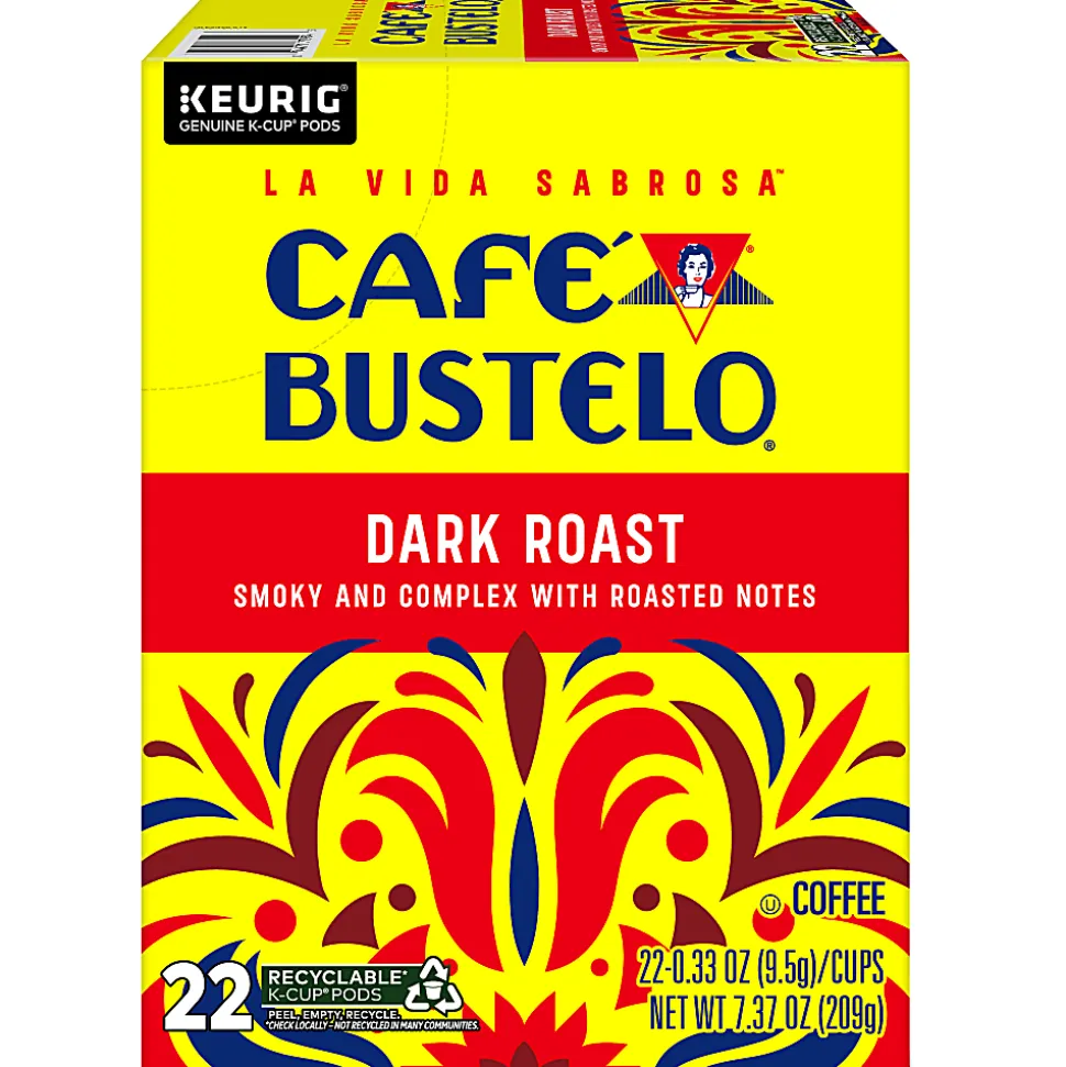 Café Bustelo Dark Roast K-Cup Pods, Carton Of 22 Pods